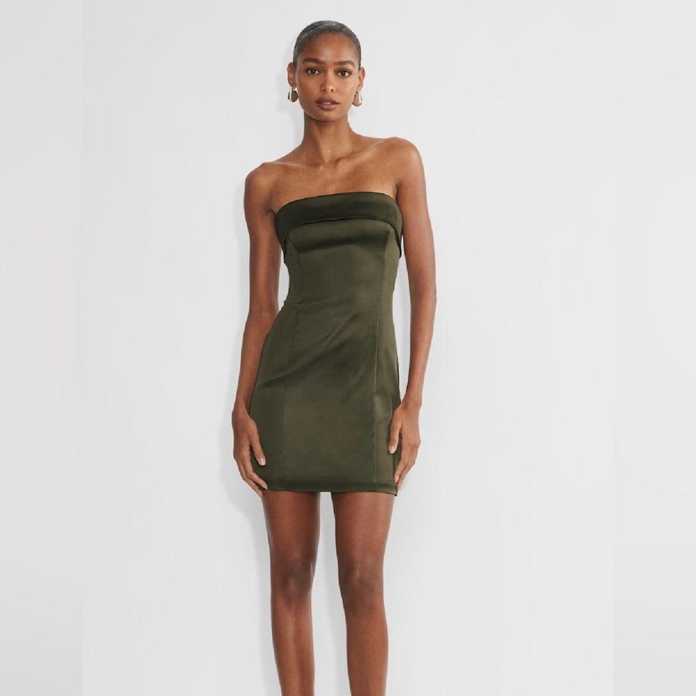 Aritzia Strapless Dark Green Dress